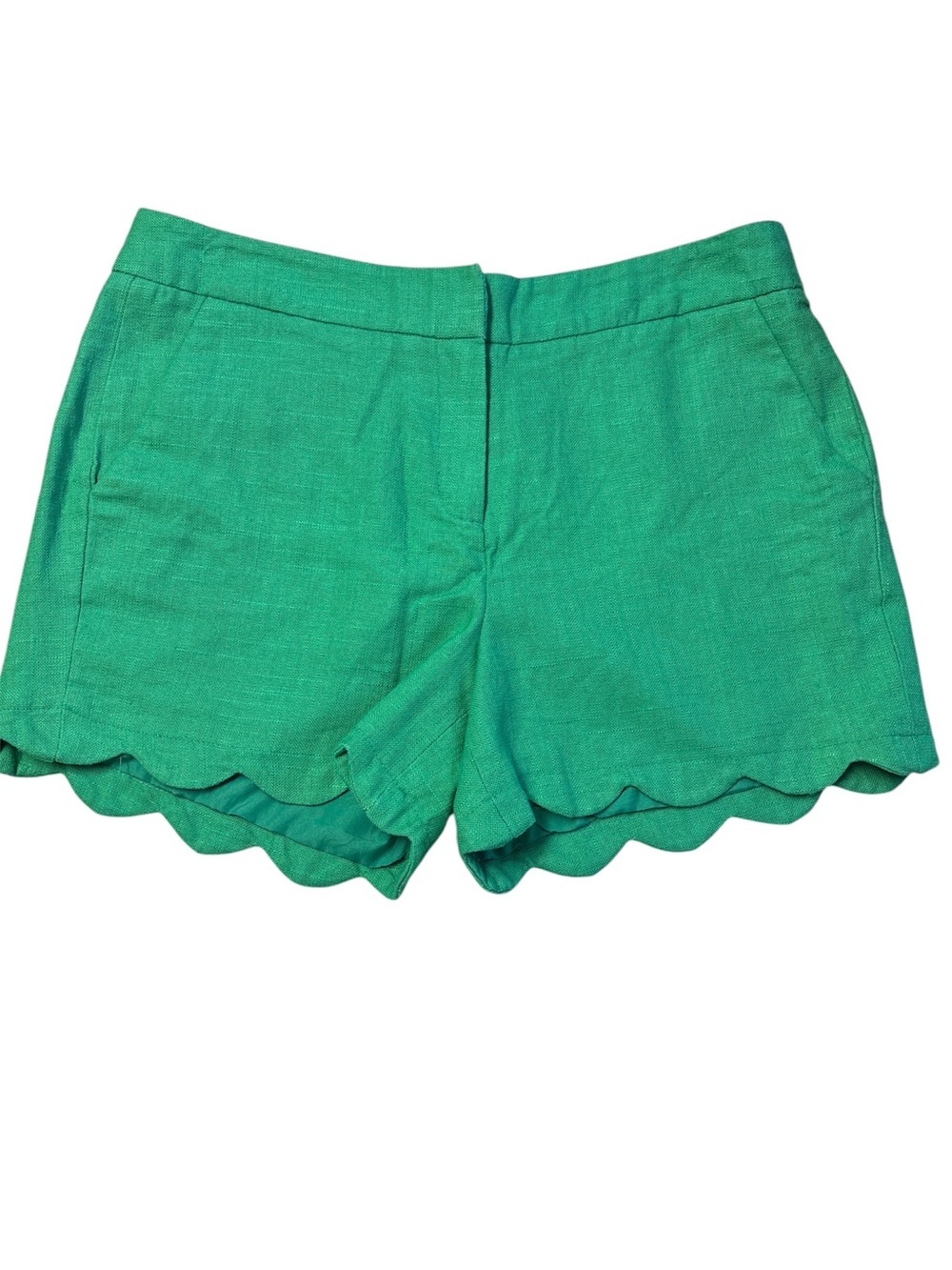 Cynthia Rowley Emerald Scallop Hem High-Waist Shorts Sz/8 NWT.